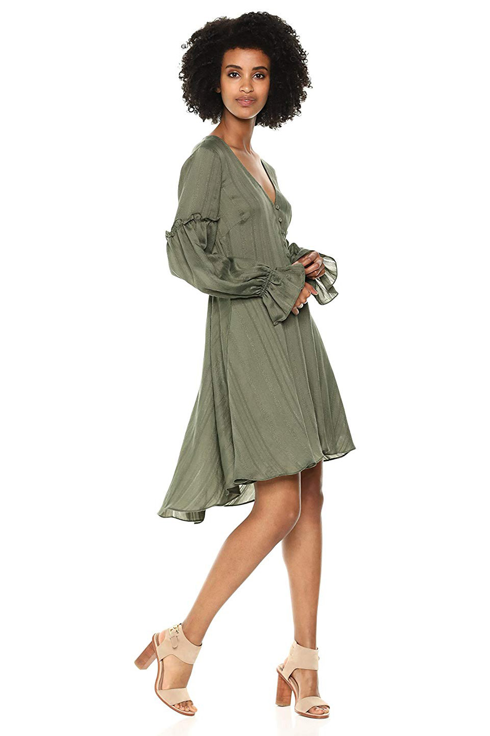 BCBGMAXAZRIA Long-Sleeve High-Low Jacquard Dress