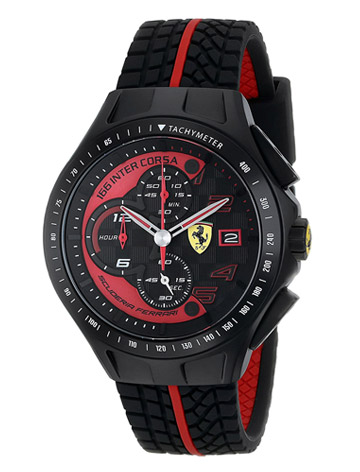 Ferrari Men's Race Day Chronograph Black Rubber Strap Watch 