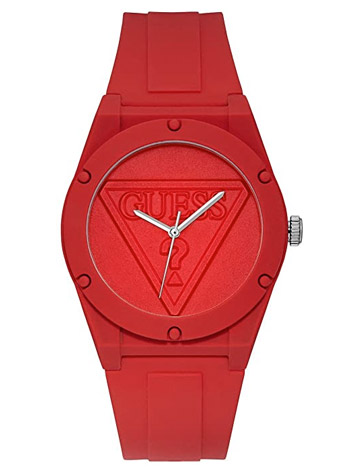 Guess Retro Pop Red Dial Silicone Strap Ladies Watch With Silicone Band