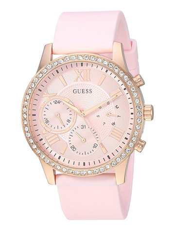 GUESS Women's Rose Gold-Tone and Pink Multifunction Watch 
