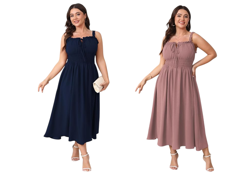 HICISI Sleeveless Casual Boho Spaghetti Strap Beach Sun Dress