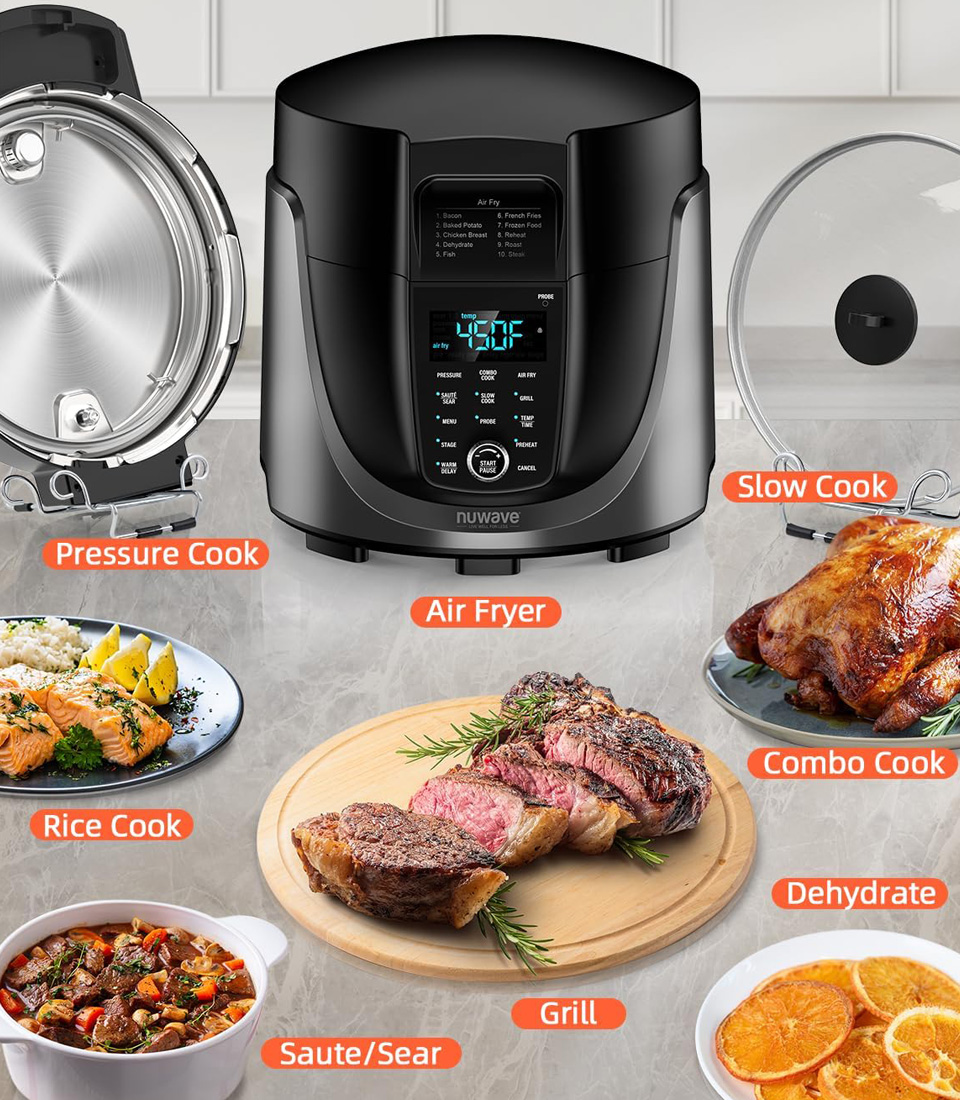 Nuwave Duet Electric Pressure Cooker And Air Fryer Combo