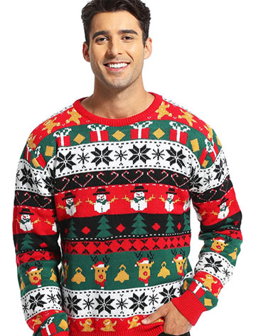 Reindeer Snowman Santa Snowflakes Ugly Christmas Sweater