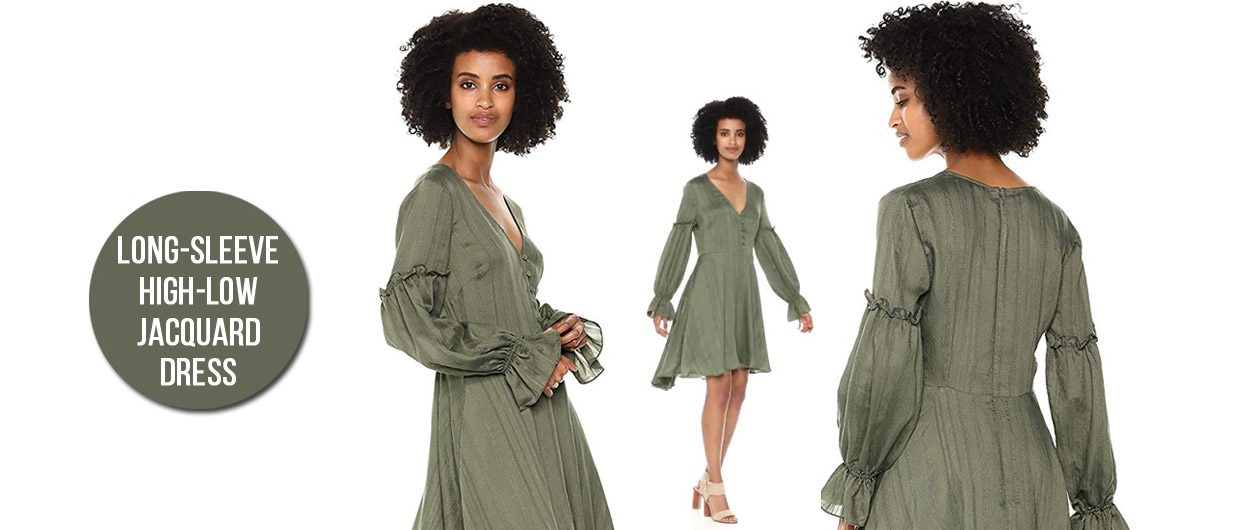 Fall Fashion Series - BCBGMAXAZRIA Long-Sleeve High-Low Jacquard Dress