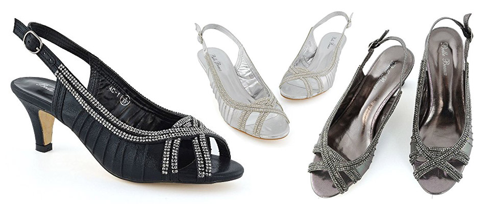 ESSEX GLAM Slingback Kitten Heel Shimmer Sandals
