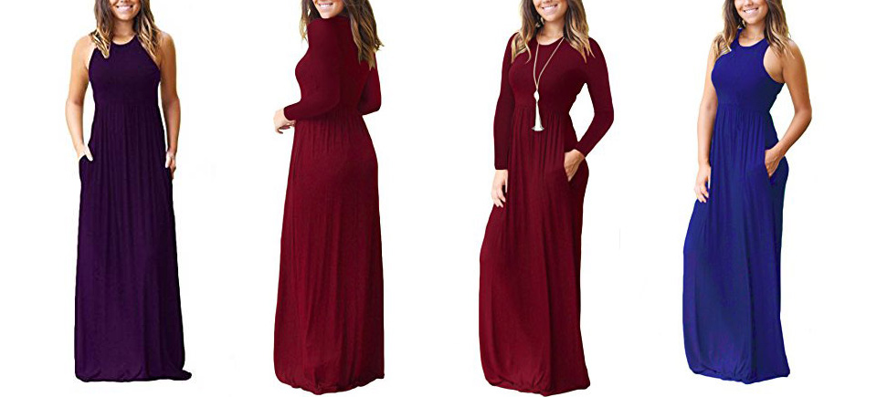 KORSIS Sleeveless (and long sleeve) Plain Maxi Dress