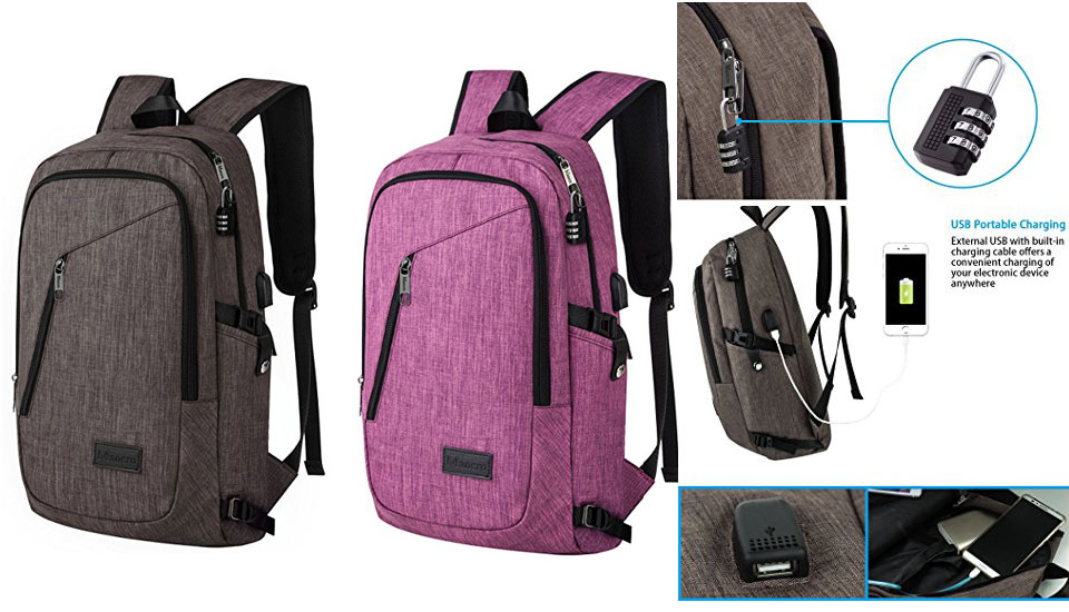 Mancro Anti Theft Backpack With USB Charger Port