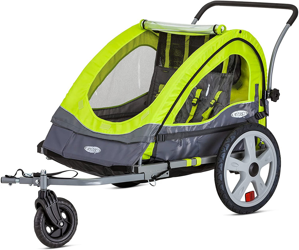 Instep Quick-N-EZ Double Tow Behind Bike Trailer for Toddlers