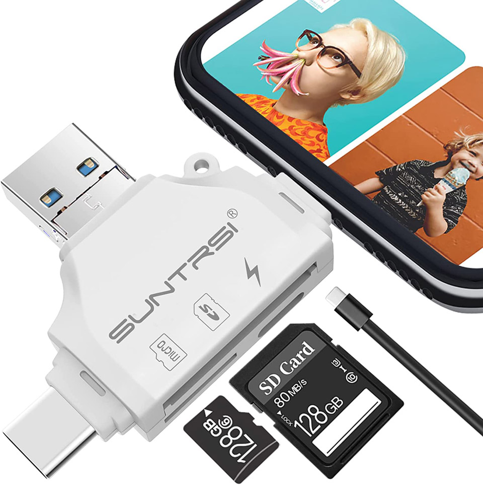 SUNTRSI Memory Card Reader For iPhone iPad Android Computer And Camera