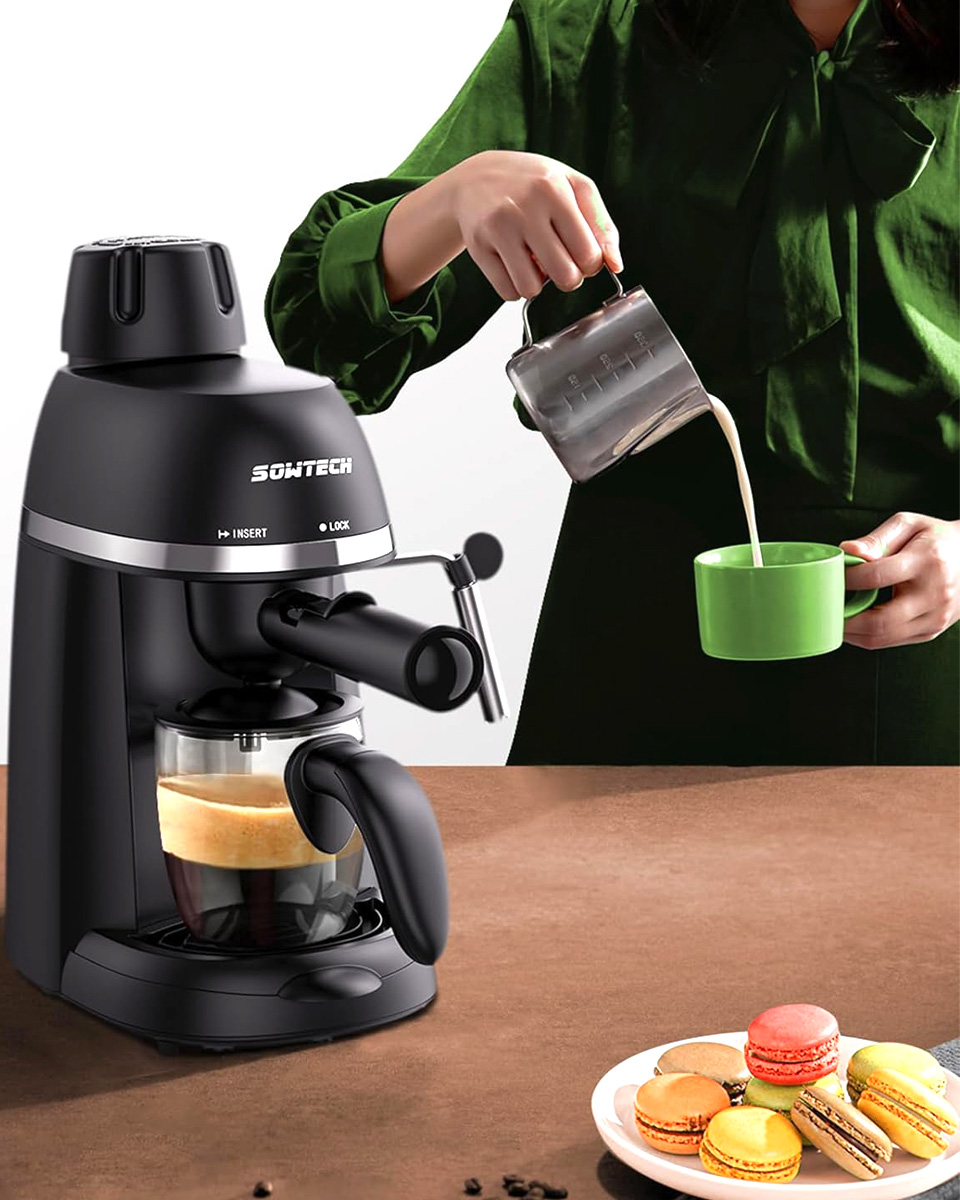 Sowtech Espresso And Cappuccino Maker With Milk Frother