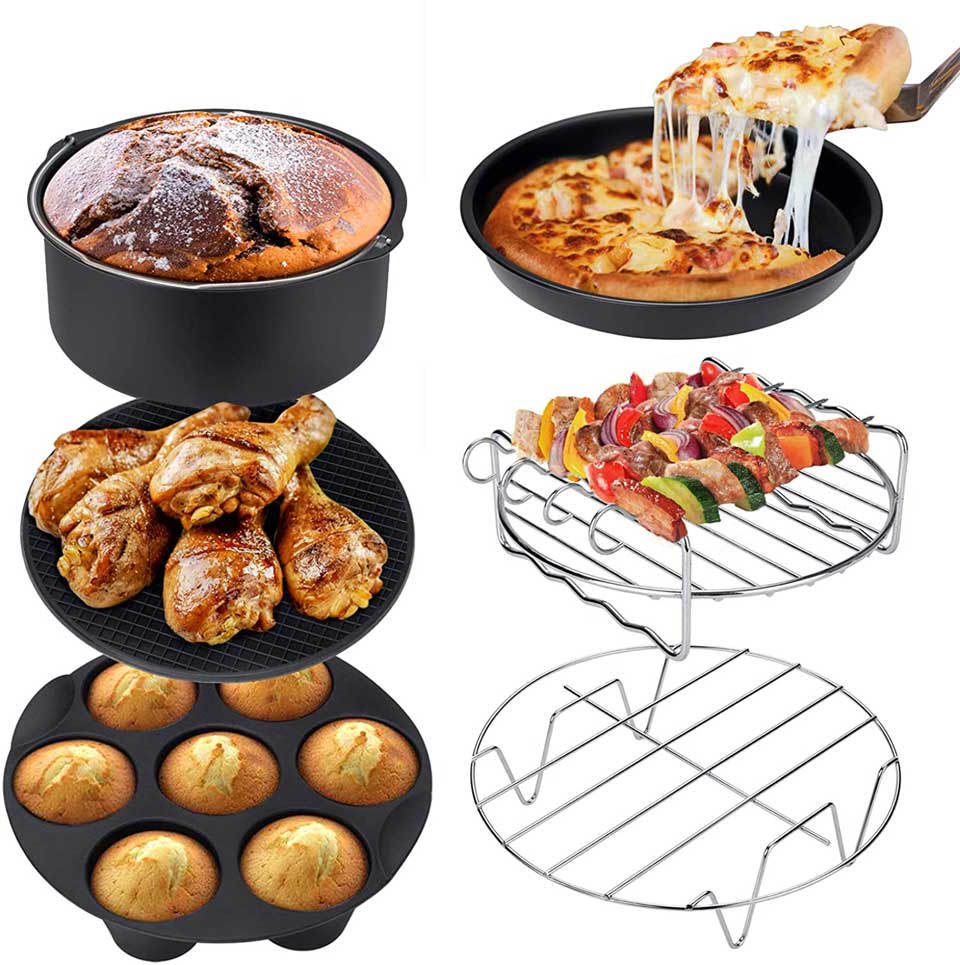 demedo air fryer accessories, non-stick muffin pans egg pans for baking,  silicone muffin top pans for breakfast egg sandwiches, air