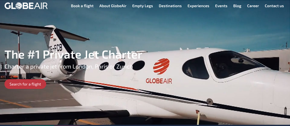 Globeair private jet charter