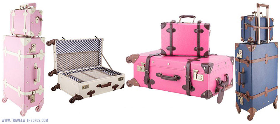 CO-Z Vintage Luggage Set Pink For Travel