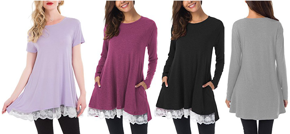 Mounblun Long And Short Sleeve Tunic With Pockets